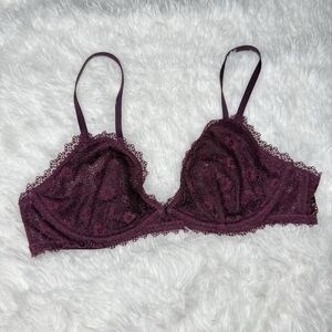 Victoria's Secret Women Bra Medium Maroon Bralette Lace Adjustable Straps